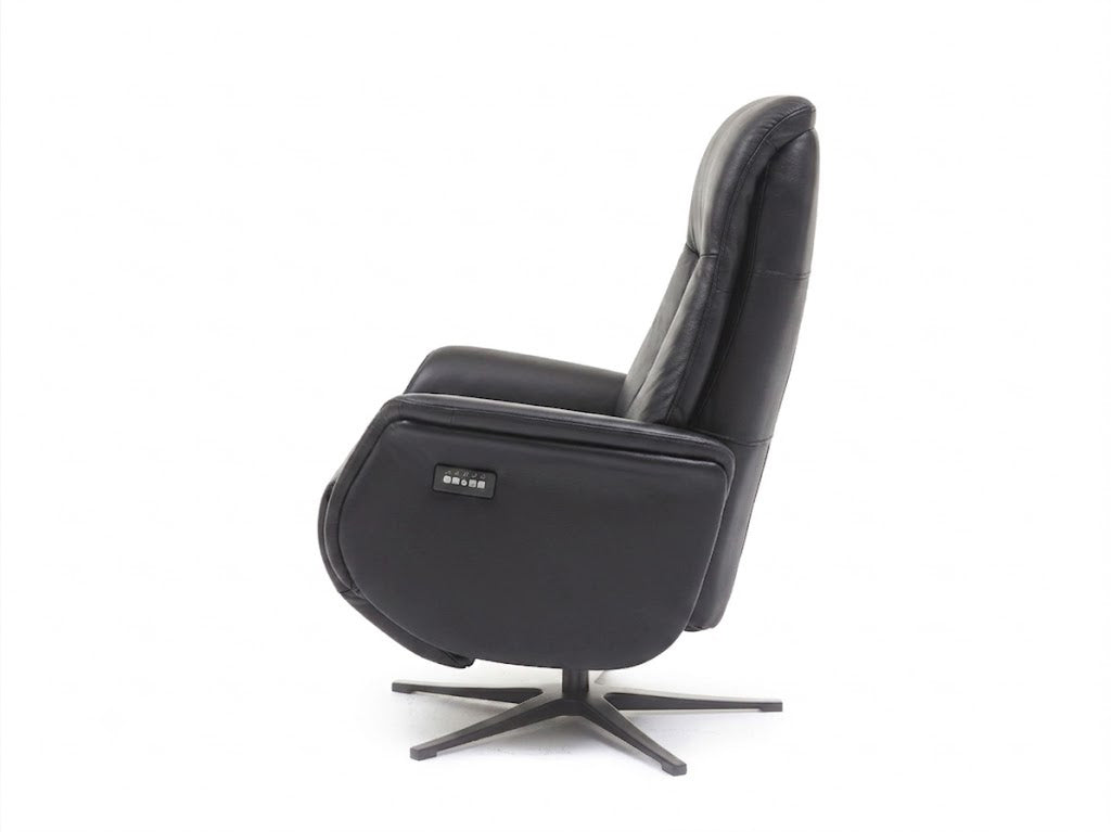 Napels relaxzetel zwart leder – zijaanzicht | Swiss Relax