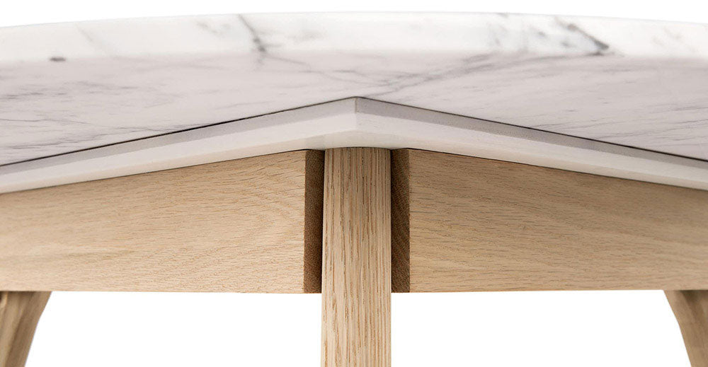 Marble table with oak legs