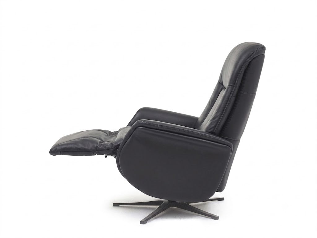 Napels relaxzetel zwart – beensteun uitgestrekt | Swiss Relax