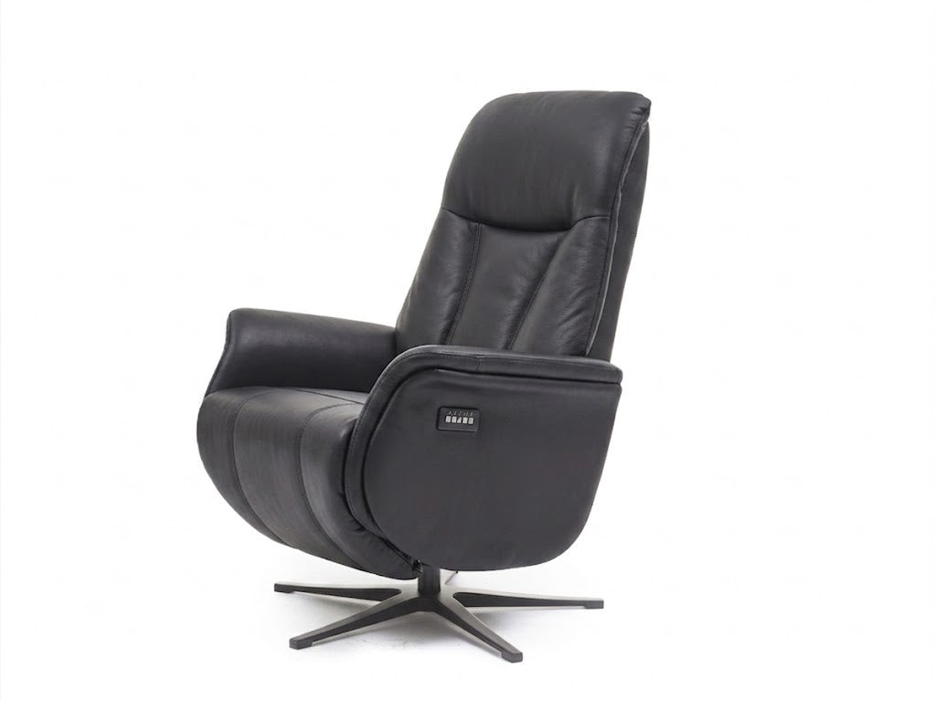 Napels relaxzetel zwart leder – hoofdfoto | Swiss Relax